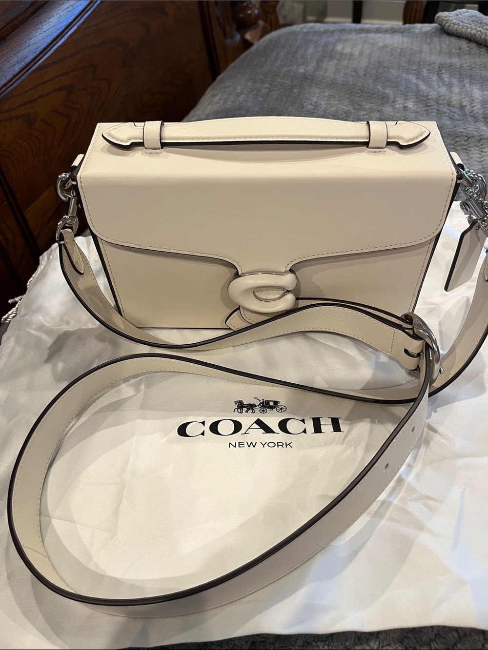 Coach Cream Leather Crossbody with Top Handle